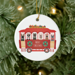 Vrolijk Kerstfeest Franse Bulldogs Vakantie Trolly Keramisch Ornament