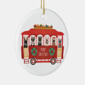 Vrolijk Kerstfeest Franse Bulldogs Vakantie Trolly Keramisch Ornament (Rechts)