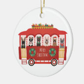 Vrolijk Kerstfeest Franse Bulldogs Vakantie Trolly Keramisch Ornament (Links)