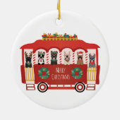 Vrolijk Kerstfeest Franse Bulldogs Vakantie Trolly Keramisch Ornament (Achterkant)