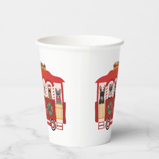 Vrolijk Kerstfeest Franse Bulldogs Vakantie Trolly Papieren Bekers (Rechts)