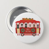 Vrolijk Kerstfeest Franse Bulldogs Vakantie Trolly Ronde Button 7,6 Cm (Voorkant /achterkant)