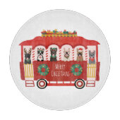 Vrolijk Kerstfeest Franse Bulldogs Vakantie Trolly Snijplank (Voorkant)