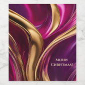 Vrolijk kerstfeest - Fuchsia Paarse en Goud Wijn Etiket (Enkel label)