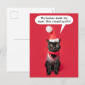 Vrolijk kerstfeest Funny Cat in vakantieoord Feestdagenkaart (Voorkant / Achterkant)