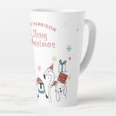 Vrolijk kerstfeest Funny Cute Animals Gepersonalis Latte Mok (Rechterhoek)
