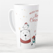 Vrolijk kerstfeest Funny Cute Animals Gepersonalis Latte Mok (Linkerhoek)