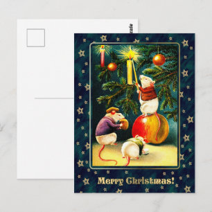 Vrolijk kerstfeest.  Funny Mice Briefkaart