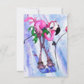 Vrolijk kerstfeest - Funny Pink Flamingo Skier - F (Achterkant)