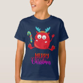 Vrolijk kerstfeest | Funny Red Monster T-shirt (Voorkant)