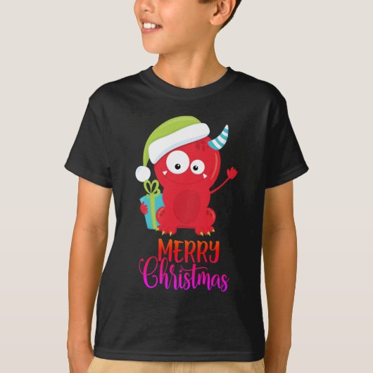 Vrolijk kerstfeest | Funny Red Santa Monster T-shirt (Voorkant)