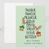 Vrolijk kerstfeest Funny Reindeer Names 2021 Feestdagenkaart (Voorkant / Achterkant)