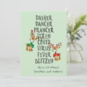 Vrolijk kerstfeest Funny Reindeer Names 2021 Feestdagenkaart (Staand voorkant)