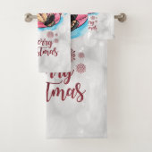 Vrolijk kerstfeest Funny Santa Claus, Roze Flaming Bad Handdoek (Insitu)