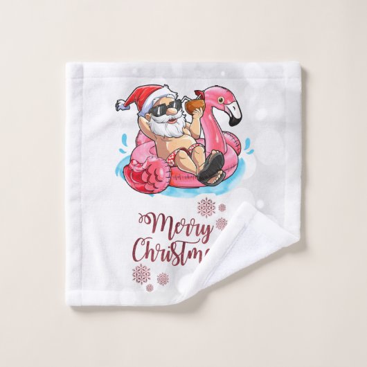 Vrolijk kerstfeest Funny Santa Claus, Roze Flaming Bad Handdoek (Wasdoekje)