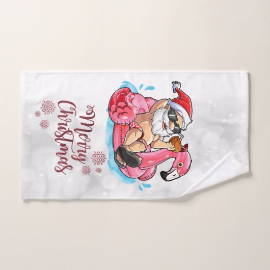 Vrolijk kerstfeest Funny Santa Claus, Roze Flaming Bad Handdoek (Handdoek)