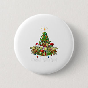 Vrolijk kerstfeest Funny Zee Turtle Tree X Ronde Button 5,7 Cm