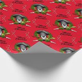 Vrolijk kerstfeest: gebakje schedel V2 Cadeaupapier (Hoek)