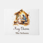 Vrolijk Kerstfeest Geboorte gepersonaliseerd Deurmat (Voorkant)