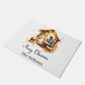 Vrolijk Kerstfeest Geboorte gepersonaliseerd Deurmat (Schuin)