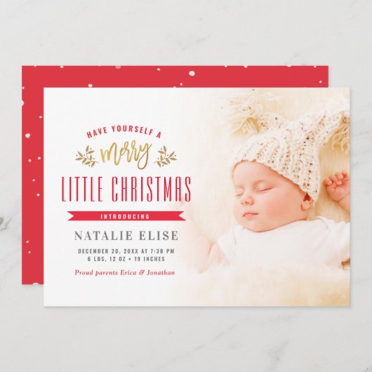 VROLIJK KERSTFEEST | geboorteaankondiging Feestdagenkaart (Voorkant / Achterkant)