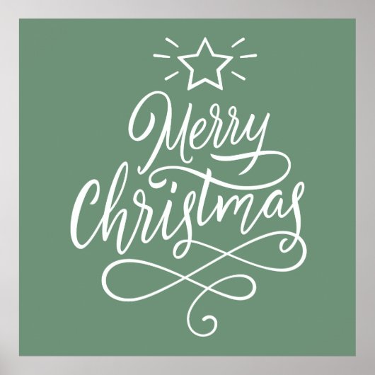 Vrolijk kerstfeest geciteerd wit en groen poster (Voorkant)