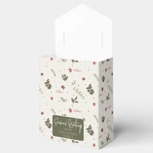 Vrolijk Kerstfeest gedempt Holly Foliage Vakantie Bedankdoosjes (Geopend)