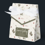 Vrolijk Kerstfeest gedempt Holly Foliage Vakantie Bedankdoosjes<br><div class="desc">Holly,  poinsettias en winterbladerelementen in gedempte vakantiekleuren over een crèmekleurige achtergrond. "Vrolijk kerstfeest" koptekst. Neem contact op met eventuele opmerkingen of hulp bij aanpassingen. Altijd blij om te helpen!</div>
