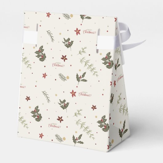 Vrolijk Kerstfeest gedempt Holly Foliage Vakantie Bedankdoosjes (Achterkant)