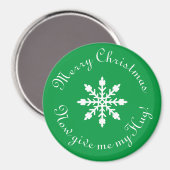 Vrolijk kerstfeest geef me nu mijn Hug. Magneet (Voorkant / Achterkant)