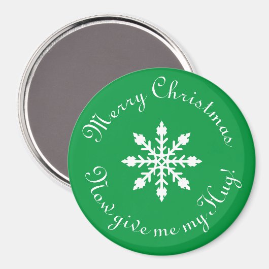 Vrolijk kerstfeest geef me nu mijn Hug. Magneet (Voorkant / Achterkant)