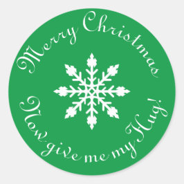 Vrolijk kerstfeest geef me nu mijn Hug. Ronde Sticker