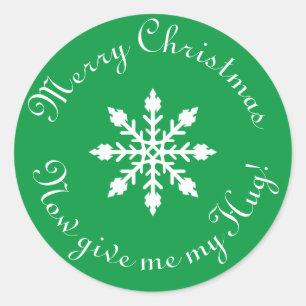 Vrolijk kerstfeest geef me nu mijn Hug. Ronde Sticker