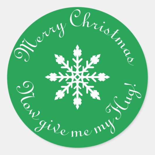 Vrolijk kerstfeest geef me nu mijn Hug. Ronde Sticker (Voorkant)