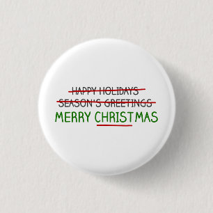 Vrolijk kerstfeest, geen groeten van de seizoenen ronde button 3,2 cm