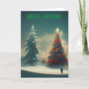 Vrolijk kerstfeest, geïllustreerd feestdagen kaart