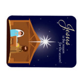Vrolijk kerstfeest geïllustreerde nativiteitsscène magneet (Horizontaal)