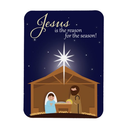 Vrolijk kerstfeest geïllustreerde nativiteitsscène magneet (Verticaal)