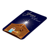 Vrolijk kerstfeest geïllustreerde nativiteitsscène magneet (Linkerzijde)