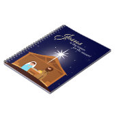Vrolijk kerstfeest geïllustreerde nativiteitsscène notitieboek (Linkerzijde)