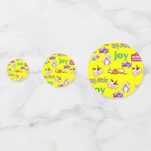 Vrolijk kerstfeest Gele Confetti, Confetti (Voorkanten)