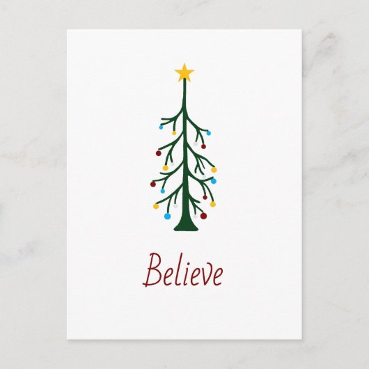 Vrolijk Kerstfeest Geloof Moderne Evergreen Tree Feestdagenkaart (Voorkant)
