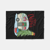Vrolijk Kerstfeest Gelukkig Camper Fun Camping Lif Fleece Deken (Voorkant (Horizontaal))