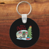Vrolijk Kerstfeest Gelukkig Camper Fun Camping Lif Sleutelhanger (Voorkant)
