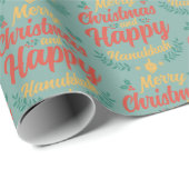 Vrolijk kerstfeest Gelukkig Chanoeka Chrismukkah Cadeaupapier (Rol Hoek)