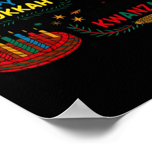 Vrolijk kerstfeest Gelukkig Chanoeka en Happy Kwan Poster (Hoek)