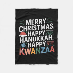 Vrolijk kerstfeest Gelukkig Chanoeka Gelukkig Kwan Fleece Deken