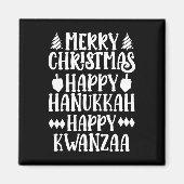 Vrolijk kerstfeest Gelukkig Chanoeka Gelukkig Kwan Magneet (Voorkant)