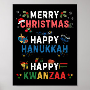 Vrolijk kerstfeest Gelukkig Chanoeka Gelukkig Kwan Poster