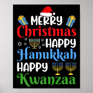 Vrolijk kerstfeest Gelukkig Chanoeka Gelukkig Kwan Poster